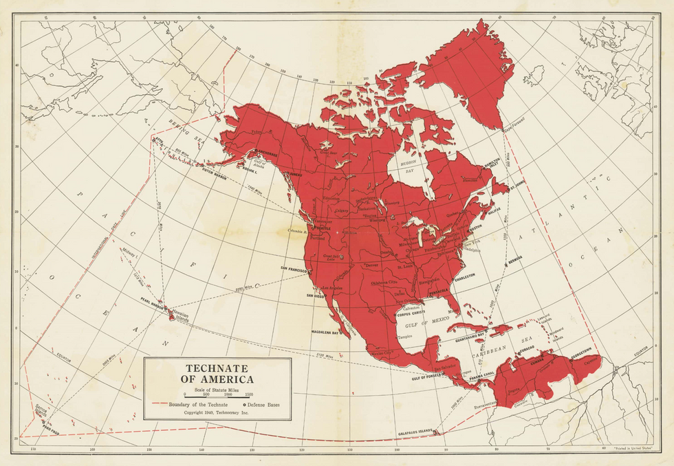 1930s map of the so-called North American Technate