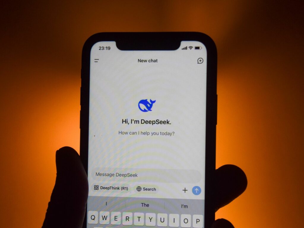 A cellphone with the DeepSeek app