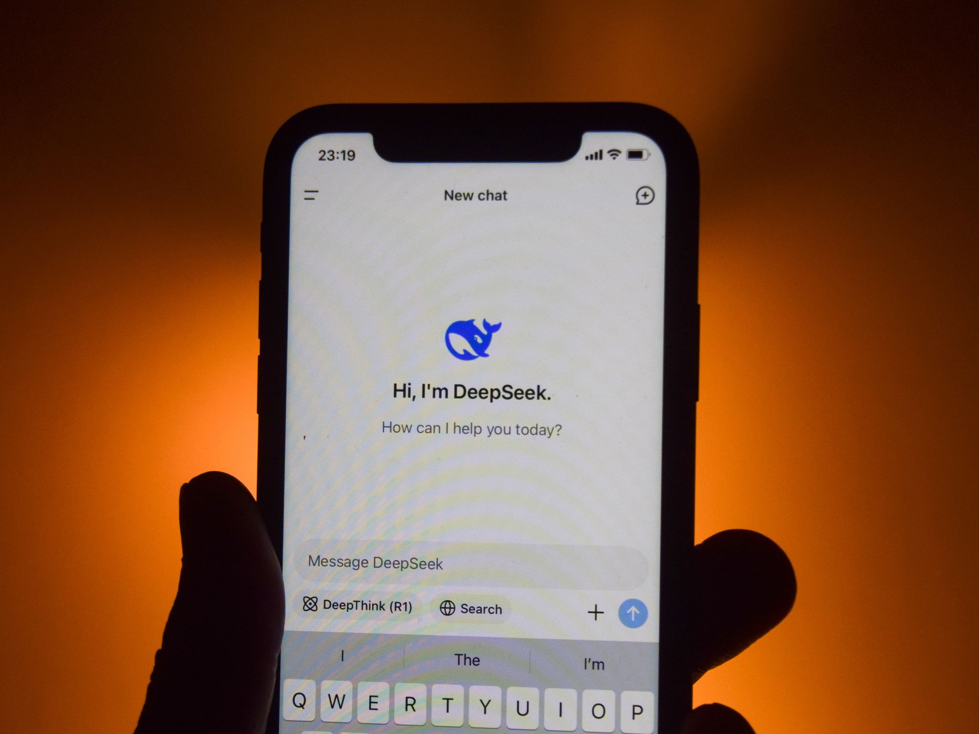 A cellphone with the DeepSeek app