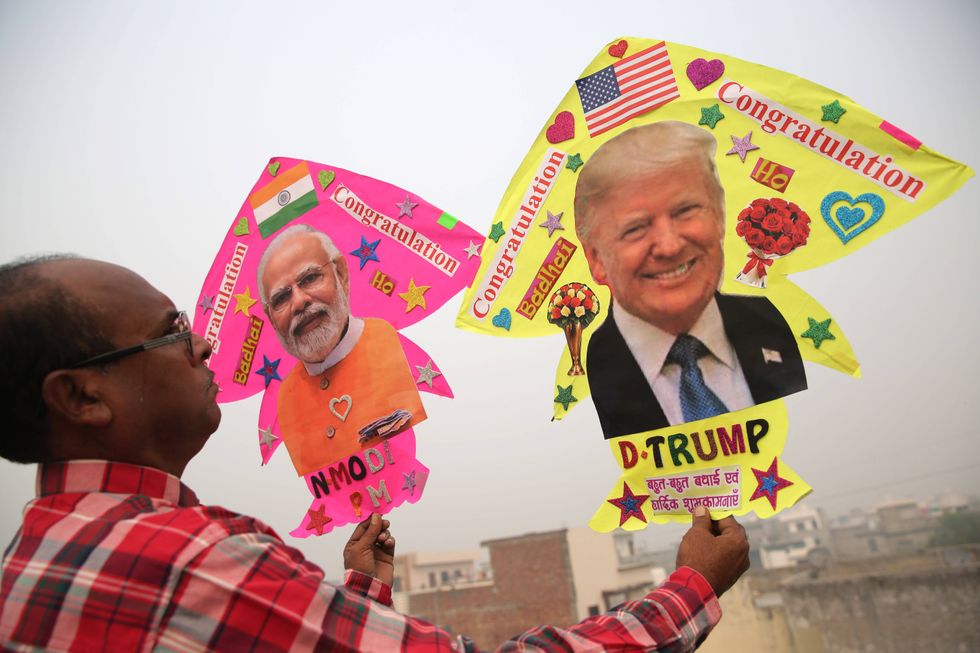 A kite maker in Amritsar, India, congratulating Donald Trump after his victory at the U.S. elections in November 2024.