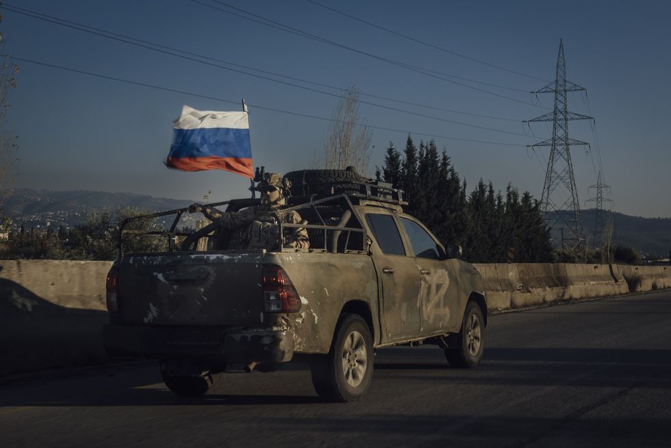 A Russian special forces vehicle on the road to Tartus, Syria, on Dec. 18