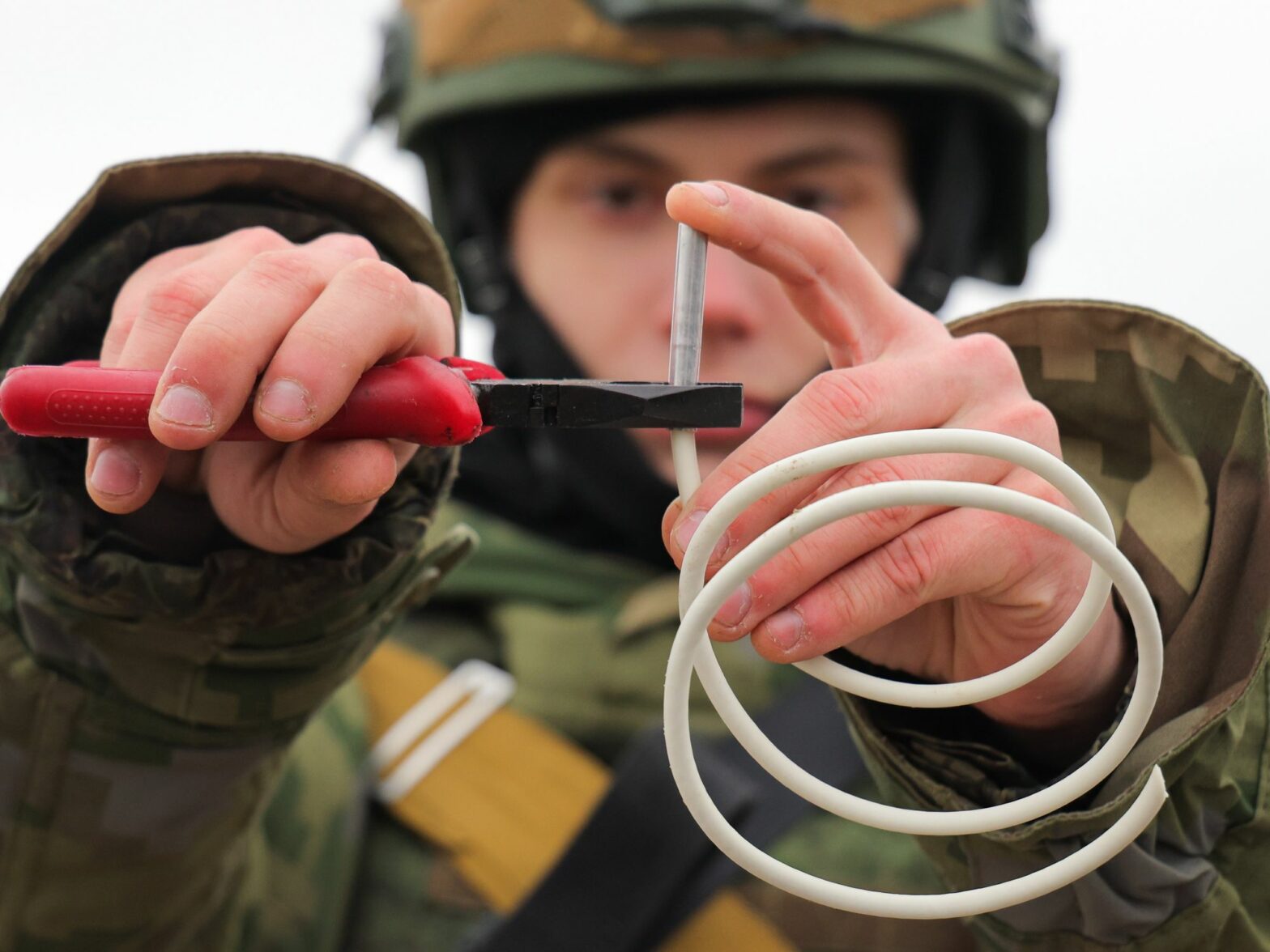 A serviceman of the Russian Southern Military District's engineer unit takes part in combat training based on the experience gained in Russia's special military operation