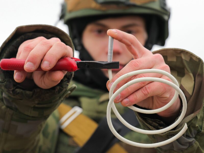 A serviceman of the Russian Southern Military District's engineer unit takes part in combat training based on the experience gained in Russia's special military operation