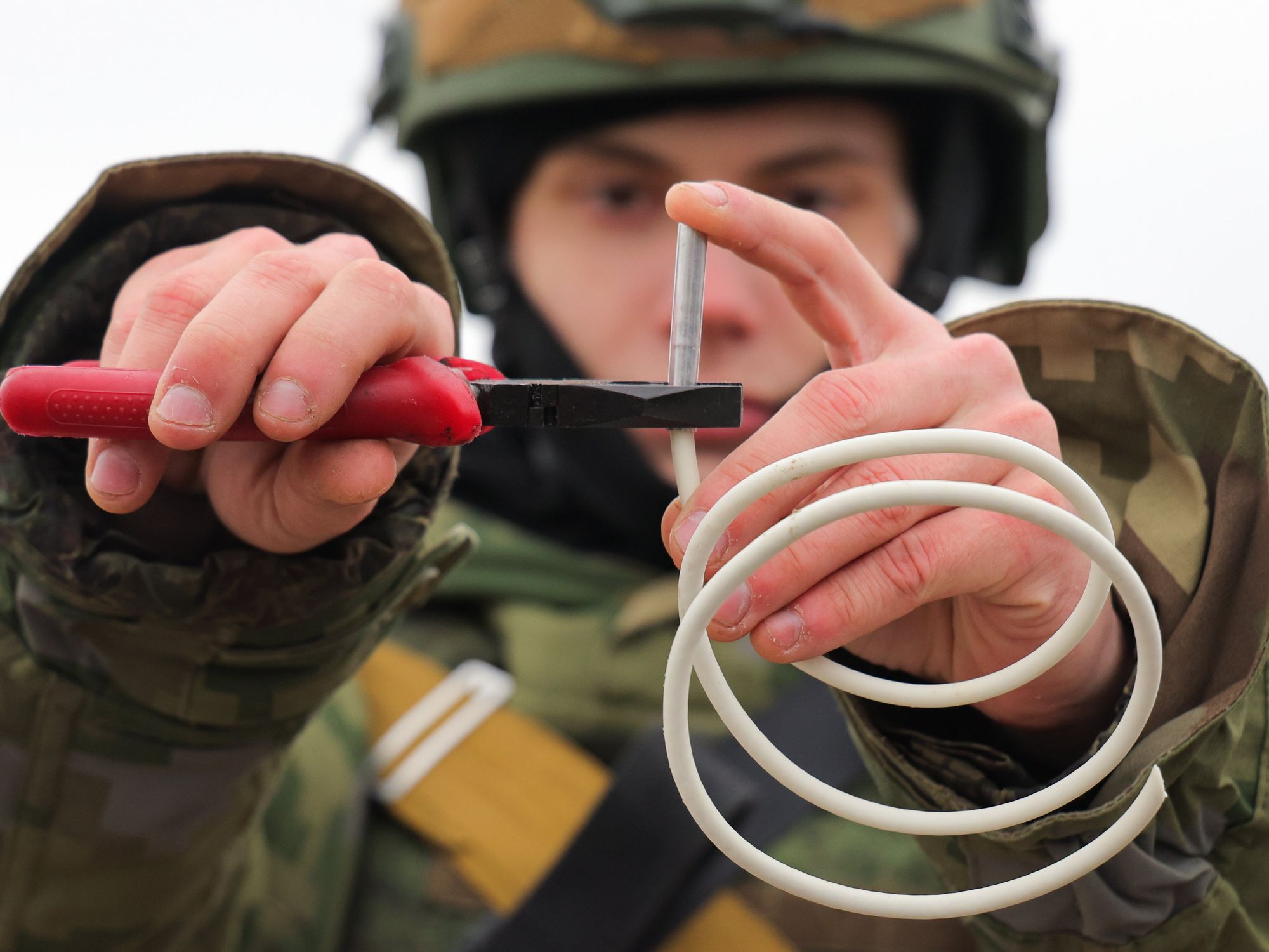 A serviceman of the Russian Southern Military District's engineer unit takes part in combat training based on the experience gained in Russia's special military operation