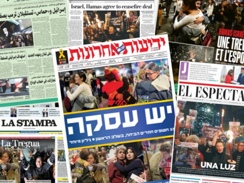 "A Truce And Hope" — Gaza Ceasefire On 18 International Front Pages