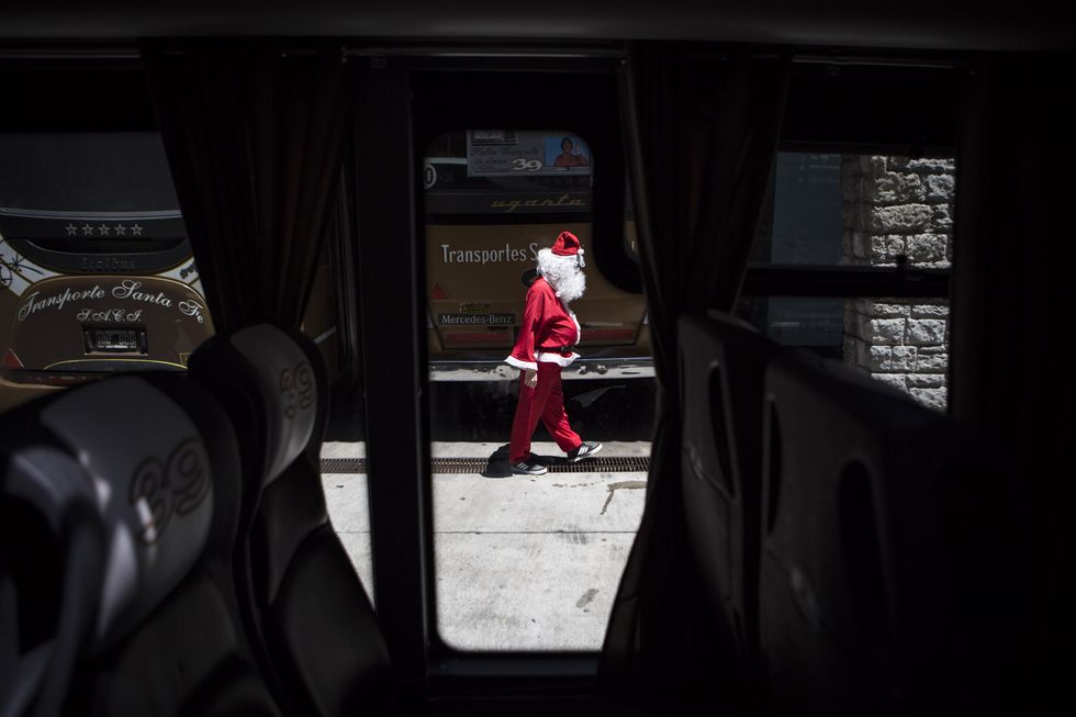 Cristian, 22-year-old, has been a bus driver for a year and a half. He decided to go to work dressed as Santa Claus to give joy to passengers and spread the Christmas spirit.