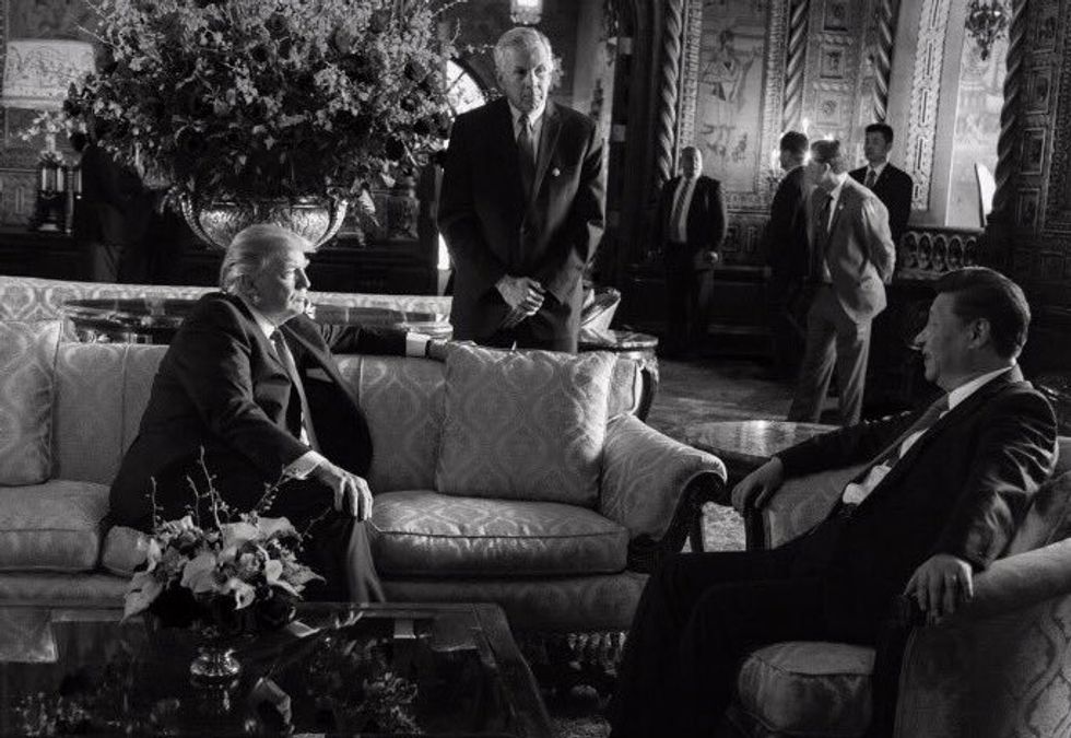 Donald Trump and Xi Jinping during a meeting.