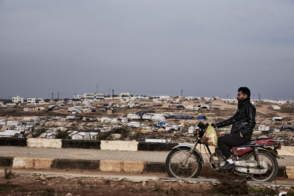 ​A view on a refugee camp on the outskirts of Idlib.