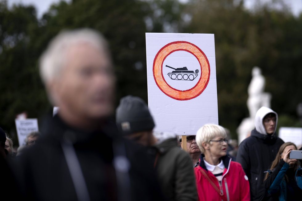 ​At a protest calling for an end to the war in Ukraine in Berlin, Germany, in Oct. 2024.