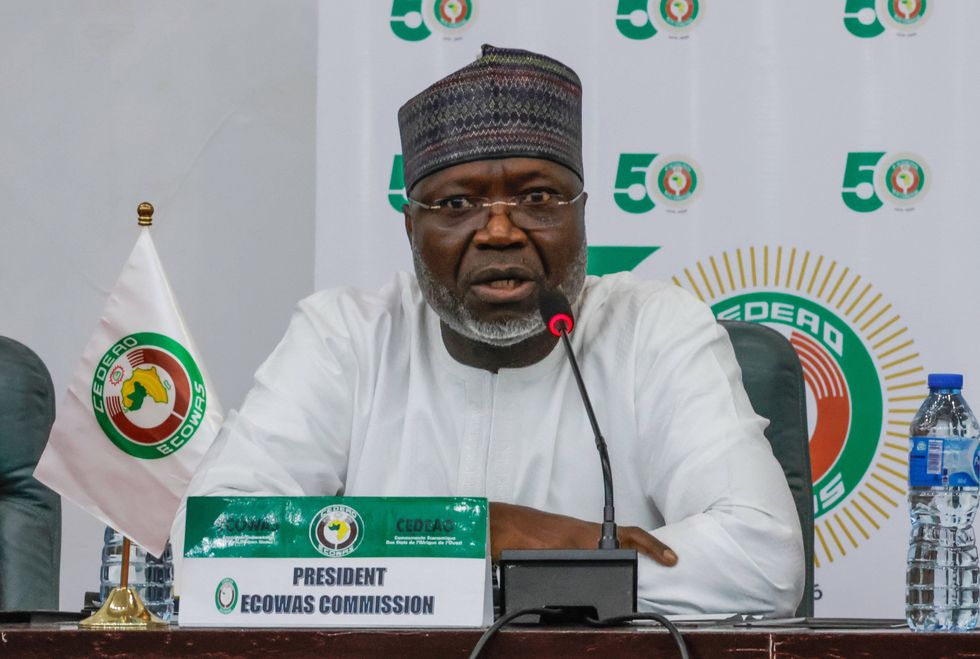 ​Omar Alieu Touray, President of the ECOWAS Commission, announcing the withdrawal of Niger, Mali and Burkina Faso from ECOWAS in January 2025 in Abuja, Nigeria.