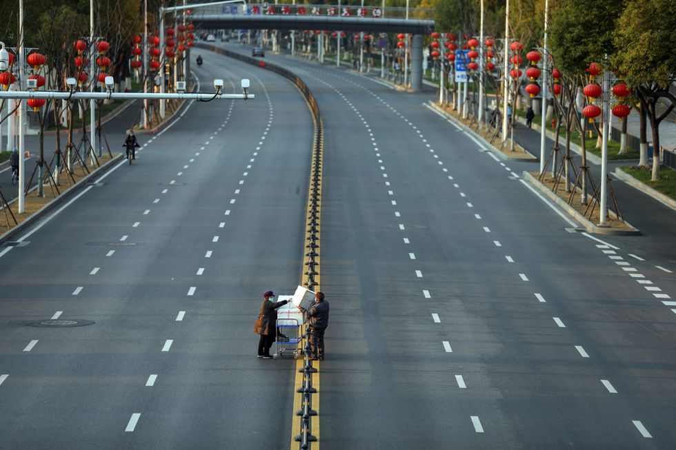 Empty roads in Wuhan, back in February 2020.