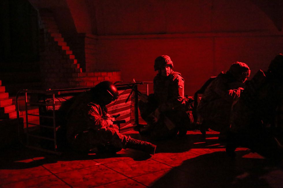 Fragments from the play ''Notes of a Volunteer'' at the premises of the Theater laboratory ''Volya'' on Sadovaya Street.