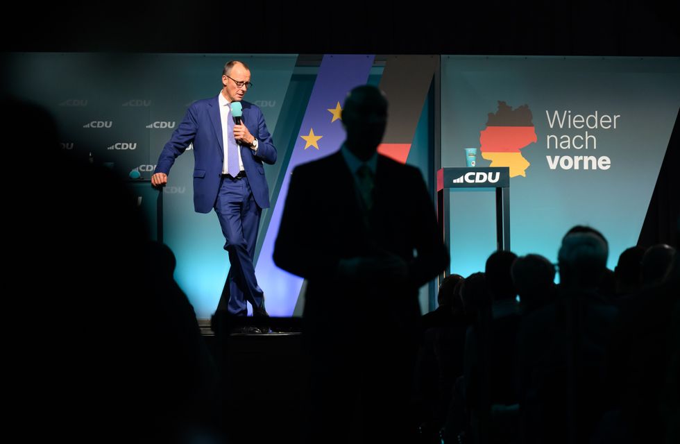 Friedrich Merz, candidate of Germany's leading CDU party speaking on Jan. 23, 2025.