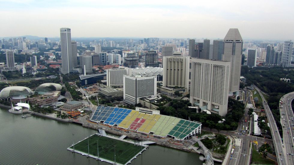 Photo from above of the Float at Marina Bay in Singapore