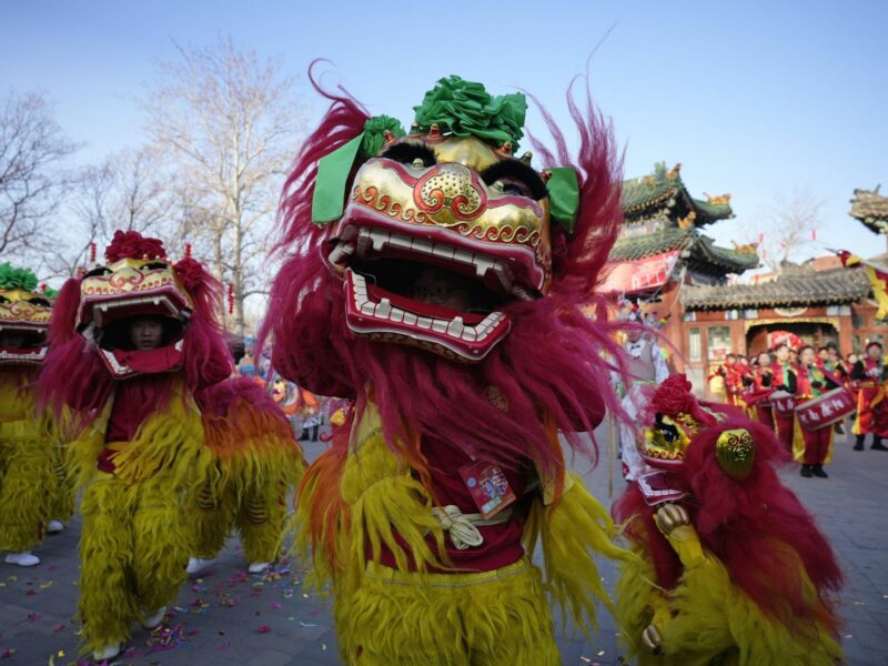 Photo of a dragon dance as part of Lunar New Year celebrations in Beijing, China