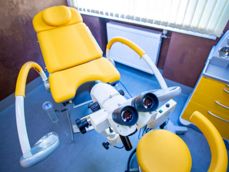 Photo of a yellow chair at a gynecologist's office