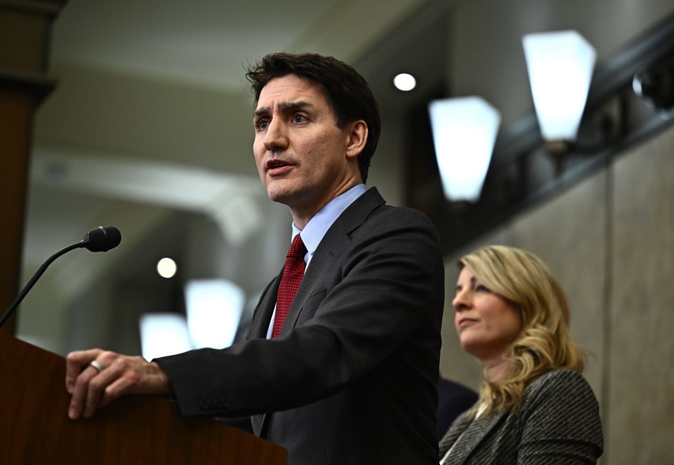 Photo of Canadian Prime Minister Justin Trudeau addressing media following the imposition of a raft of tariffs by the U.S., in Ottawa, on Feb. 1.