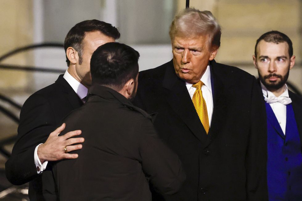 President Emmanuel Macron welcomes United States President elect Donald Trump and Ukrainian President Volodymyr Zelensky