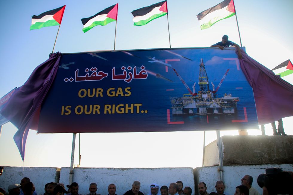 Sign reading "Our gas is our right".