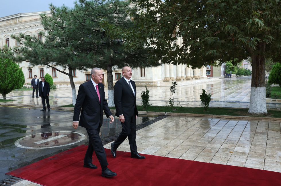 Turkish President Recep Tayyip Erdogan an official reception ceremony for President Erdogan in the presence of Azerbaijani President Ilham Aliyev at the Supreme Council of the Nakhchivan Autonomous Republic