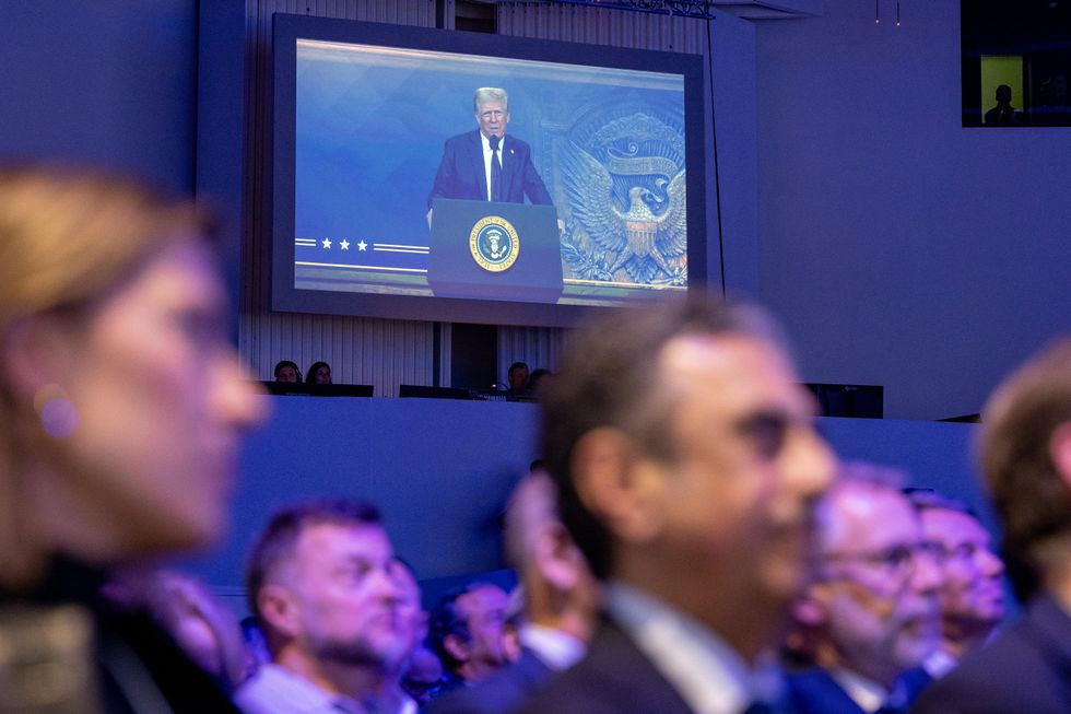 U.S. President Donald Trump gives his address at the World Economic Forum Annual Meeting 2025 in Davos-Klosters, Switzerland, on Jan. 23.
