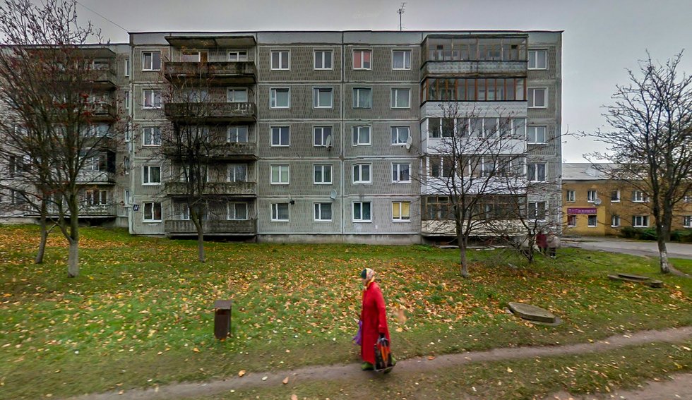 Woman walking in Pionersky, Kaliningrad.
