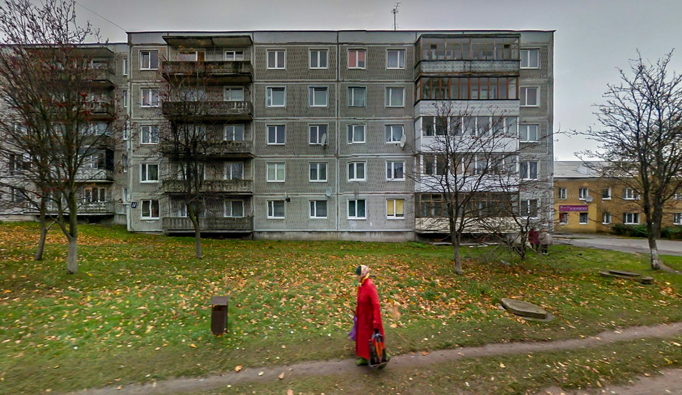 Woman walking in Pionersky, Kaliningrad.