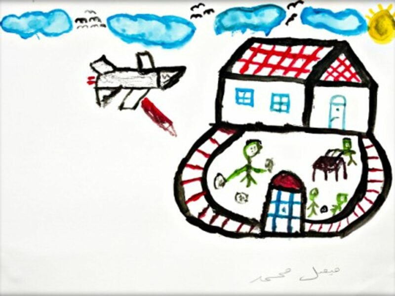A 10-year-old Syrian boy's drawing showing life in his war-torn country.