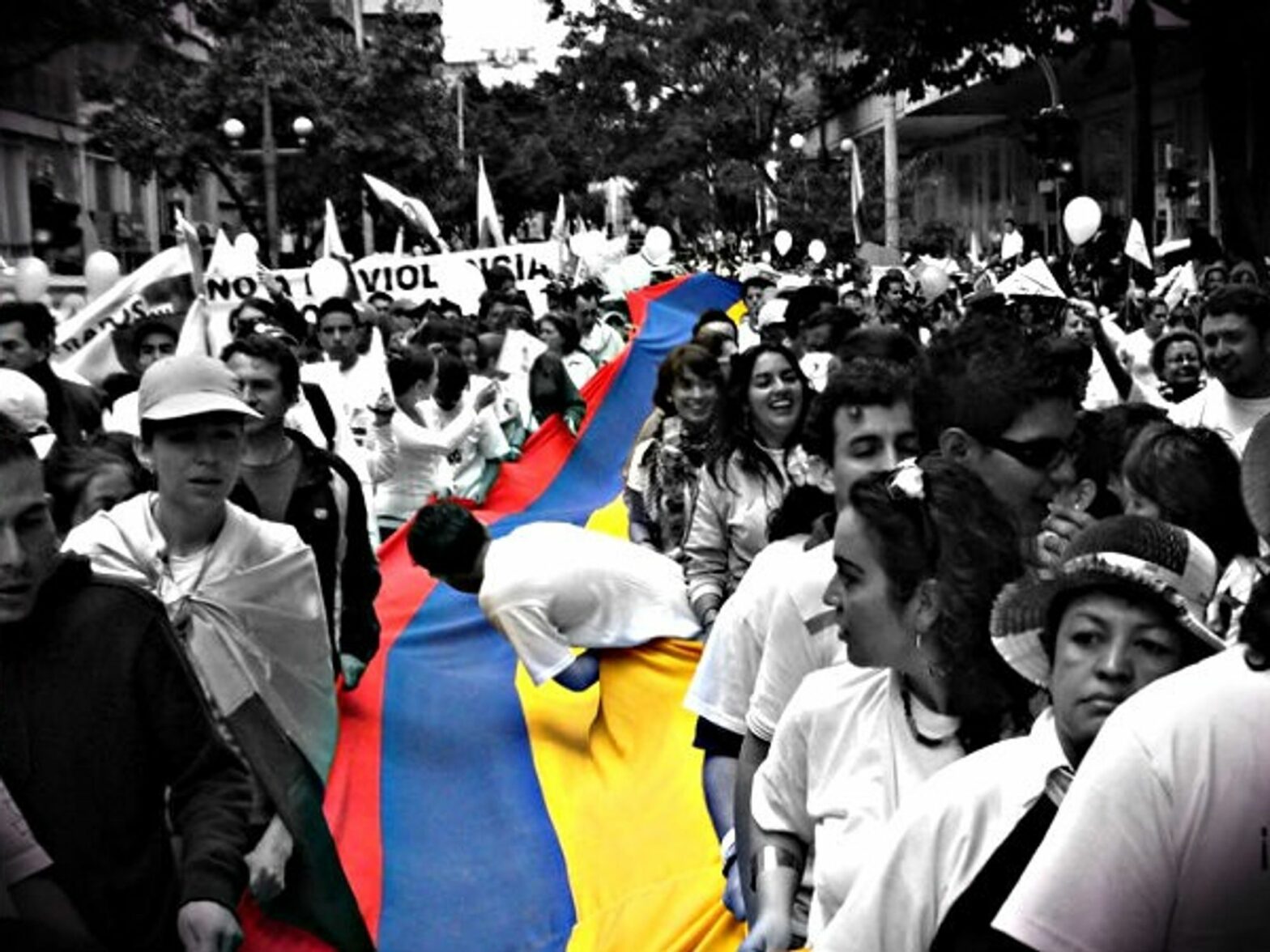 A 2008 protest in Colombia calling for the release of FARC kidnapping victims