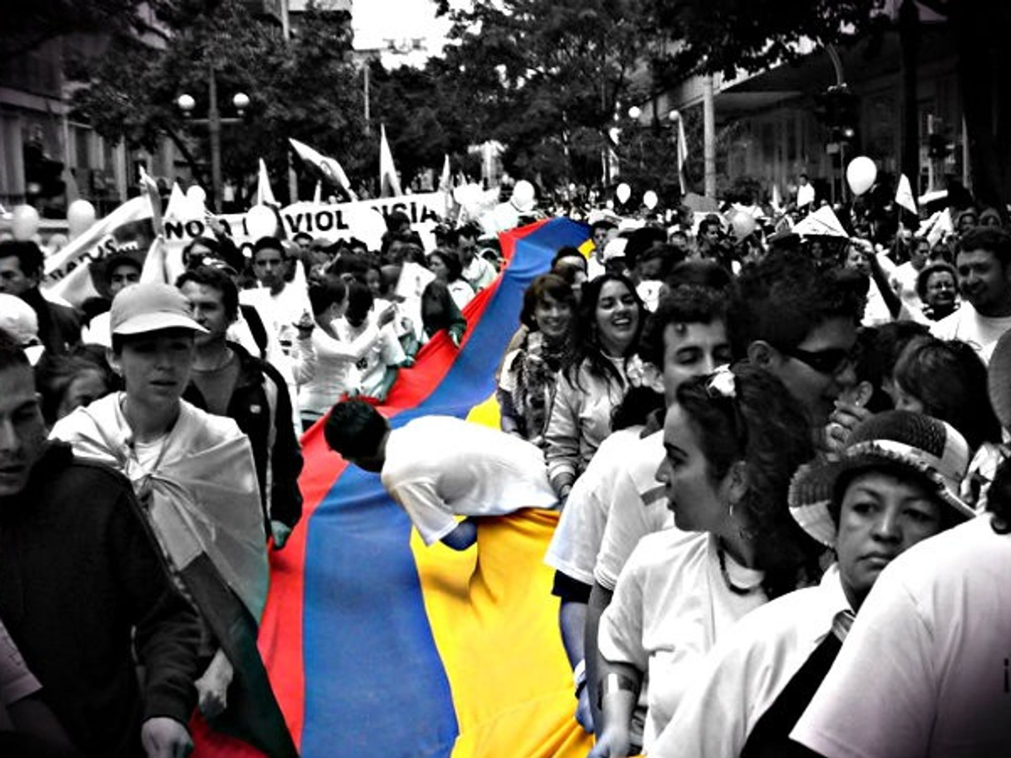 A 2008 protest in Colombia calling for the release of FARC kidnapping victims