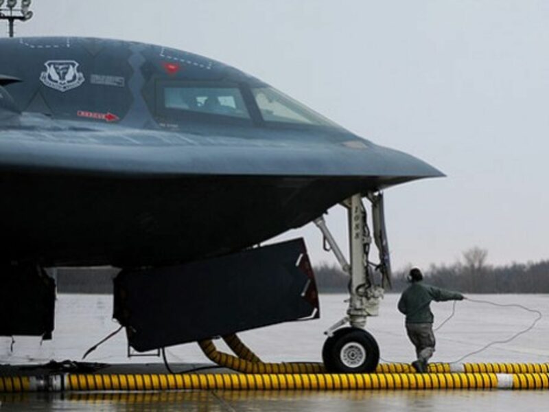 A B-2 stealth bomber is readied for Allied assault on Libya over the weekend. (USAF)