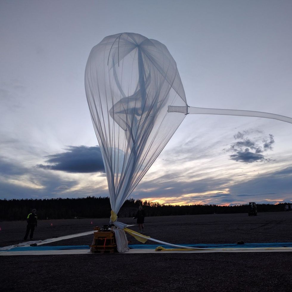 A balloon is inflated at the Esrange Space Center in Sweden.