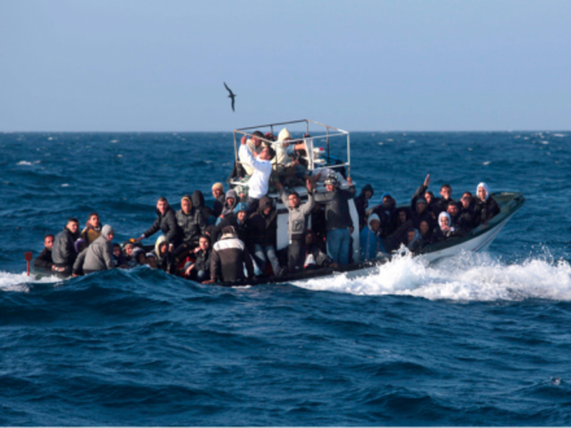 A boat arriving in waters off Lampedusa on Sept. 7
