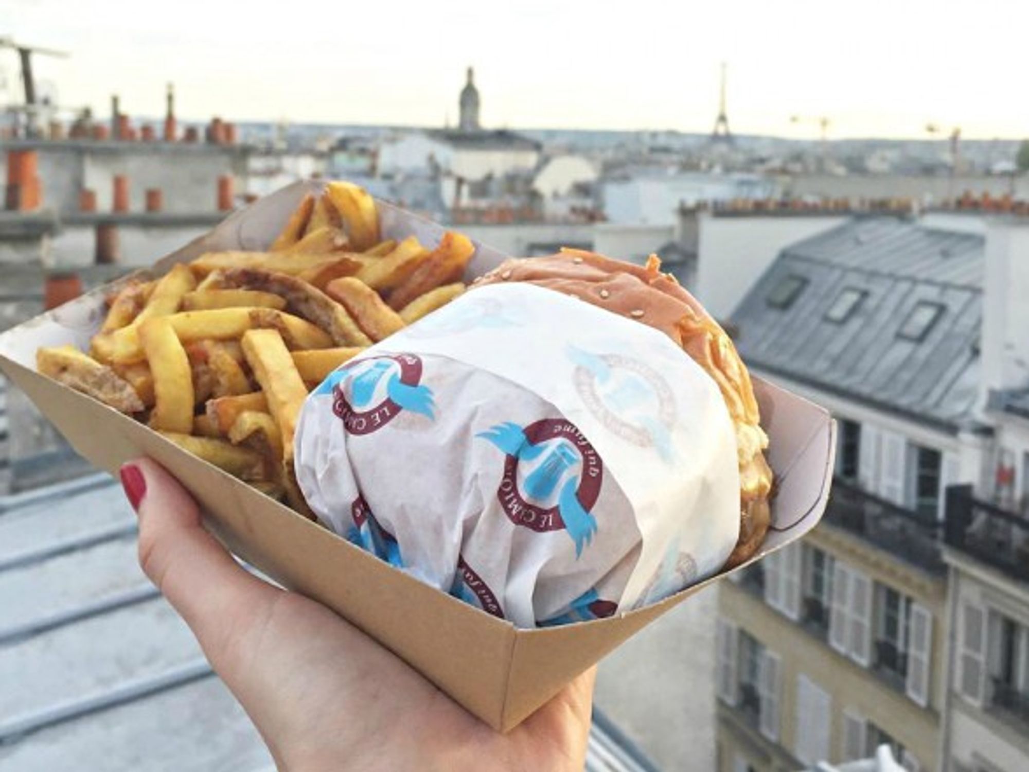A burger and frites from Le Camion Qui Fume in Paris