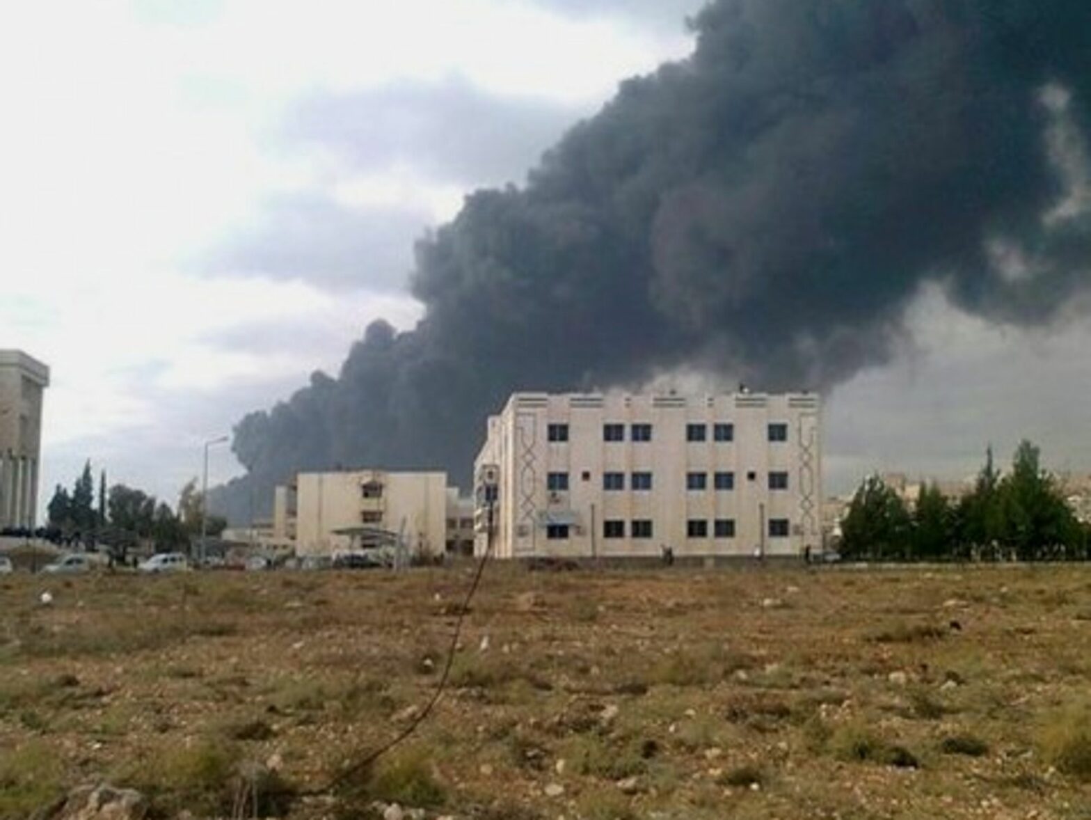 A burning building in Homs on Jan. 20, 2012 (FreedomHouse)