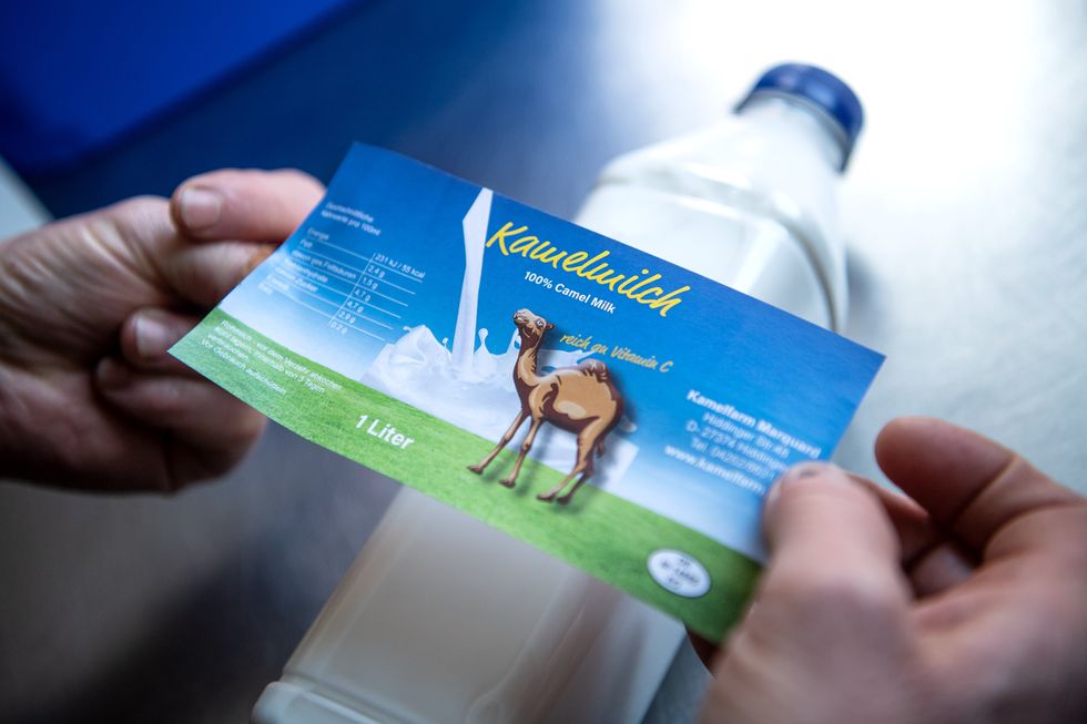 A camel milk bottle label.
