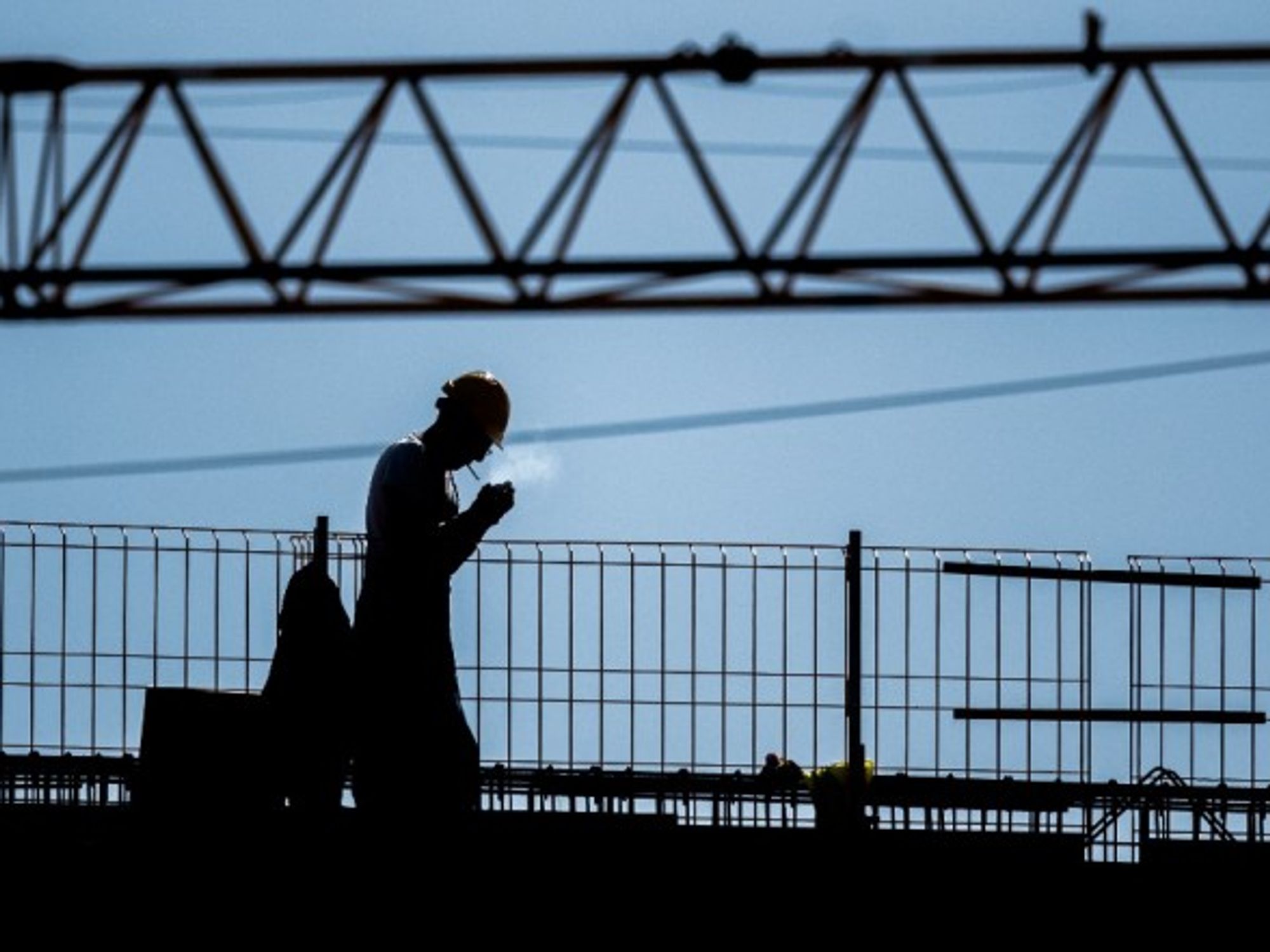 A construction worker in Gdansk, Poland — April 8, 2020