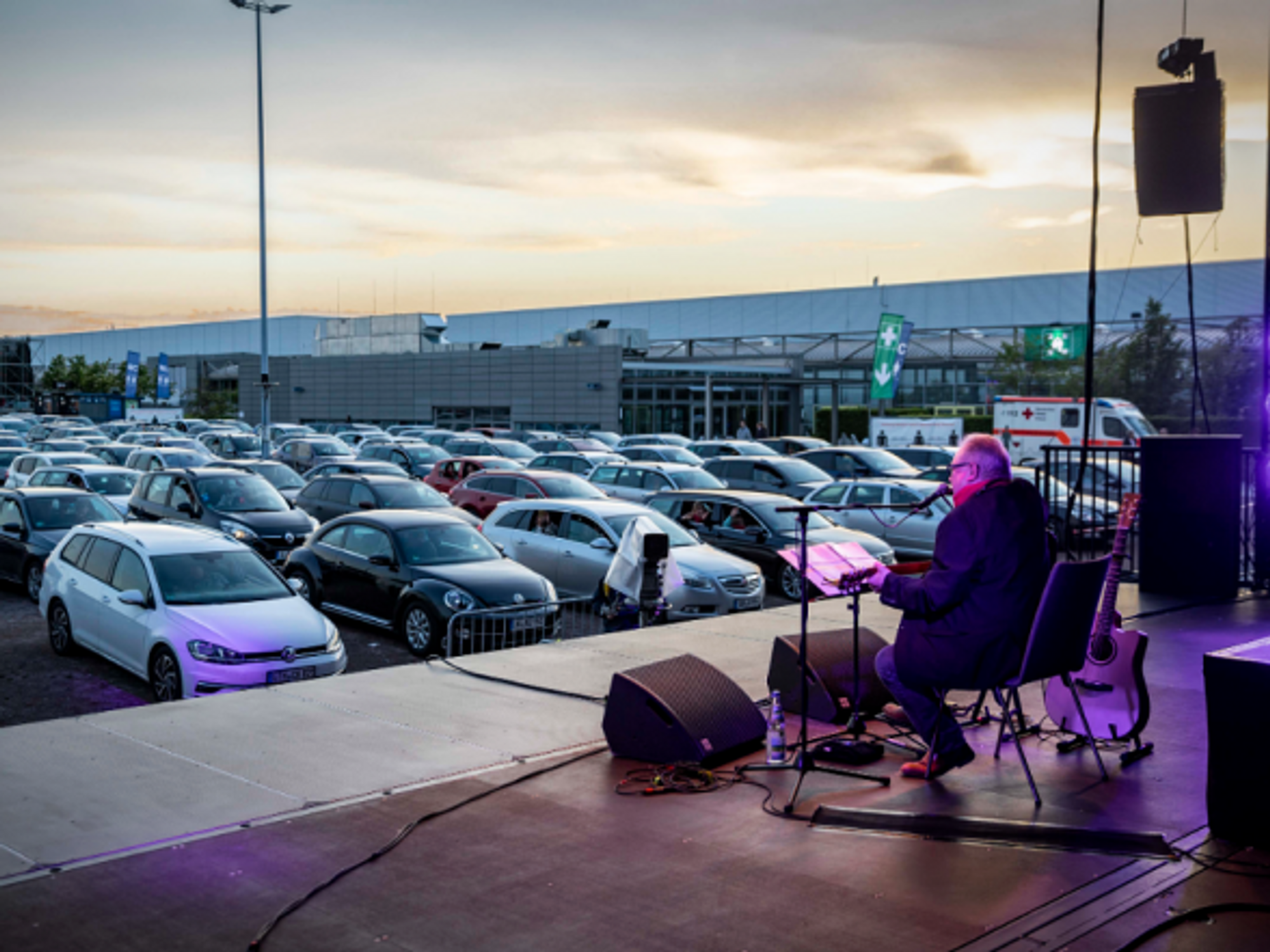 A COVID-compliant 'car concert' in Erfurt, Germany on May 23