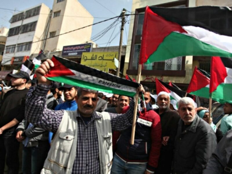 A demonstration in Gaza in support of the Palestinian refugees in Syria