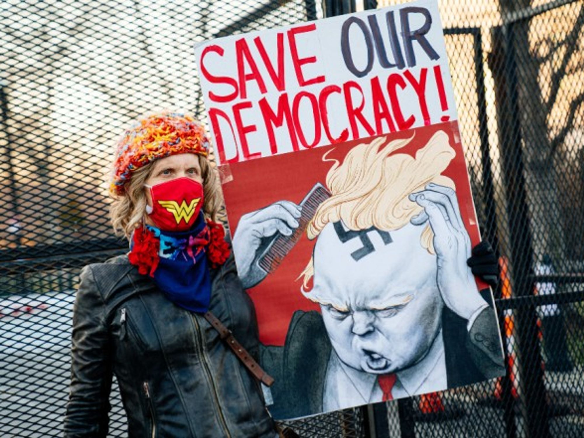 A Demonstrator in front of the U.S. Capitol