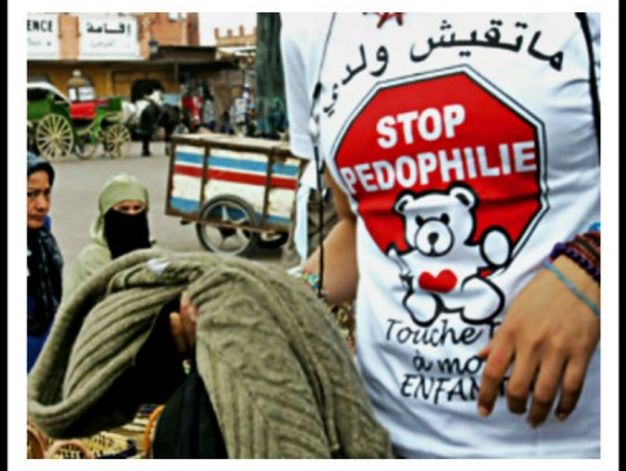 A "Don't Touch My Kids" demonstration in Morocco