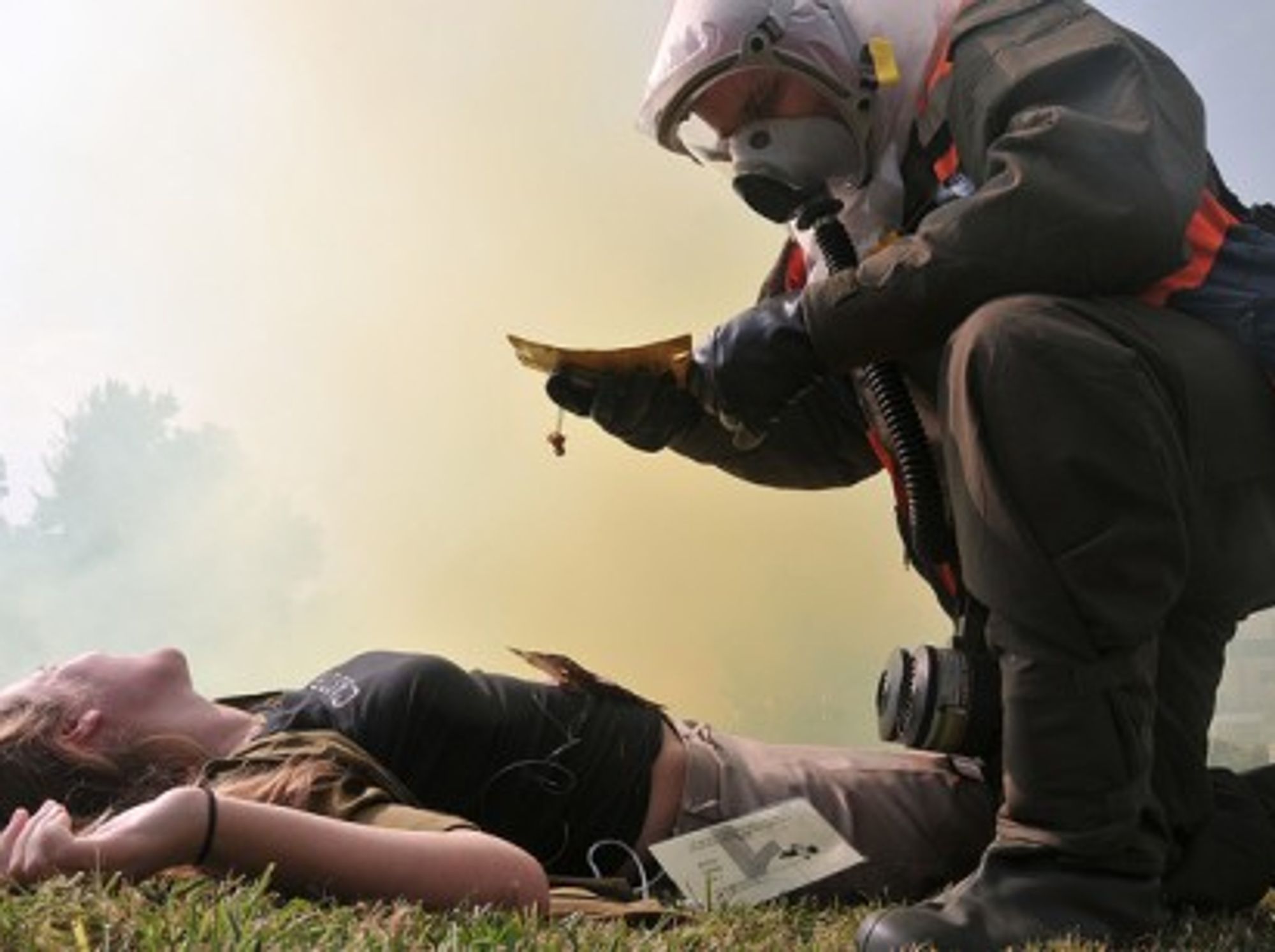 A drill last week in central Israel simulating a missile attack (Israel Defense Forces)