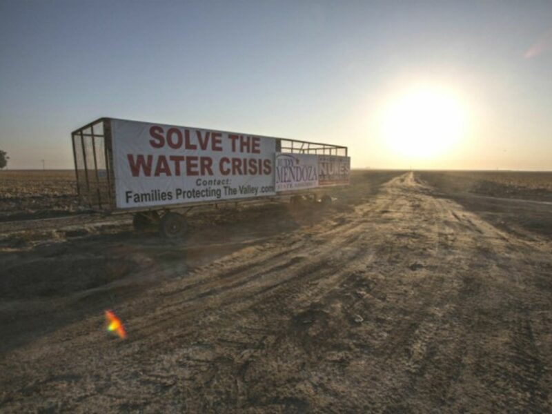 A drought alert sign in Fresno, California on Sept. 11, 2014
