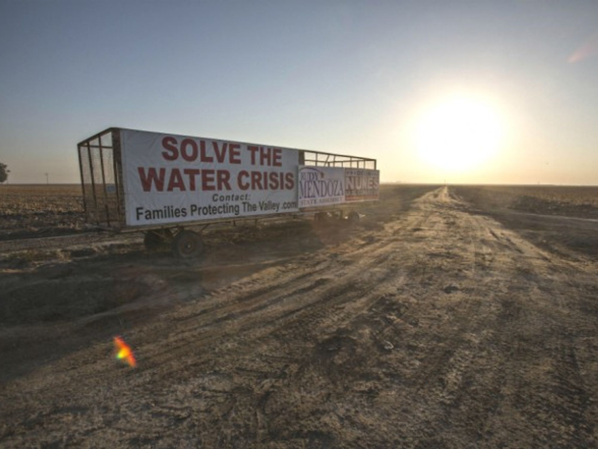 A drought alert sign in Fresno, California on Sept. 11, 2014