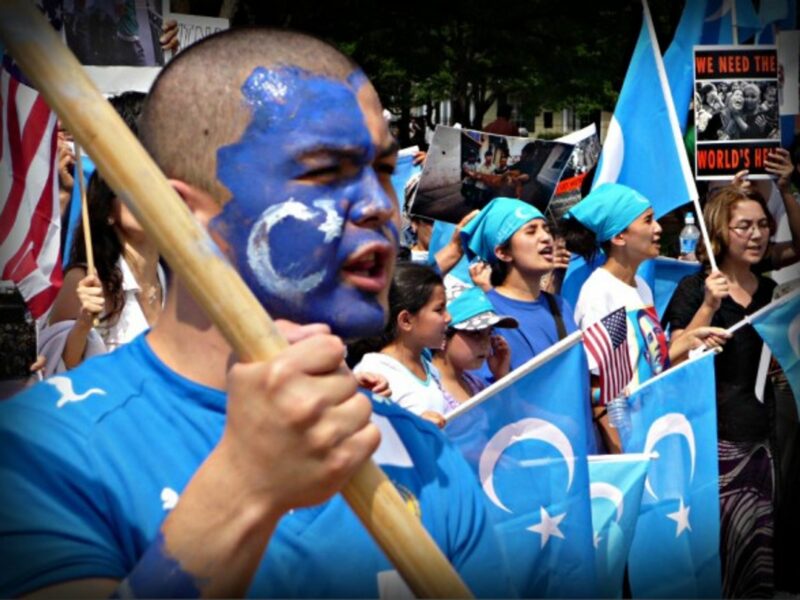 A file photo of an Uighur rights protest in Washington