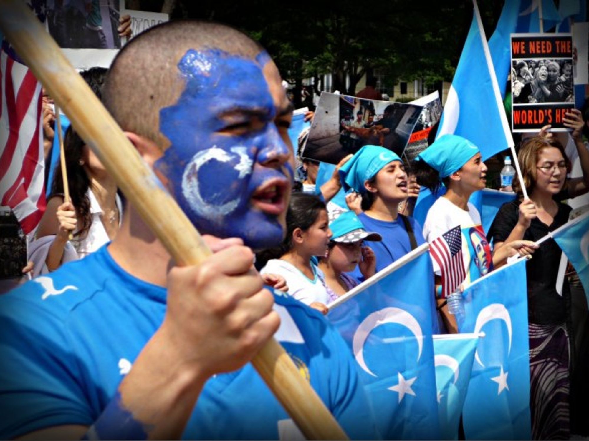 A file photo of an Uighur rights protest in Washington