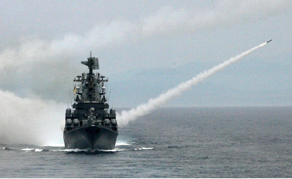 A file photo of the Russian Navy's Black Sea flagship, RTS Moskva before its sinking