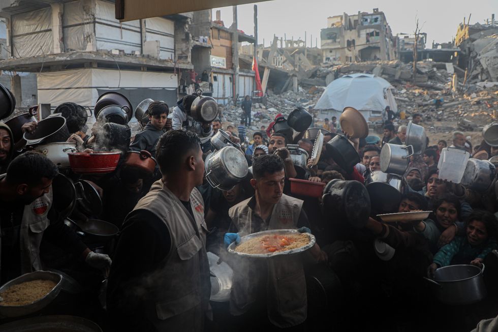 A food distribution in Gaza