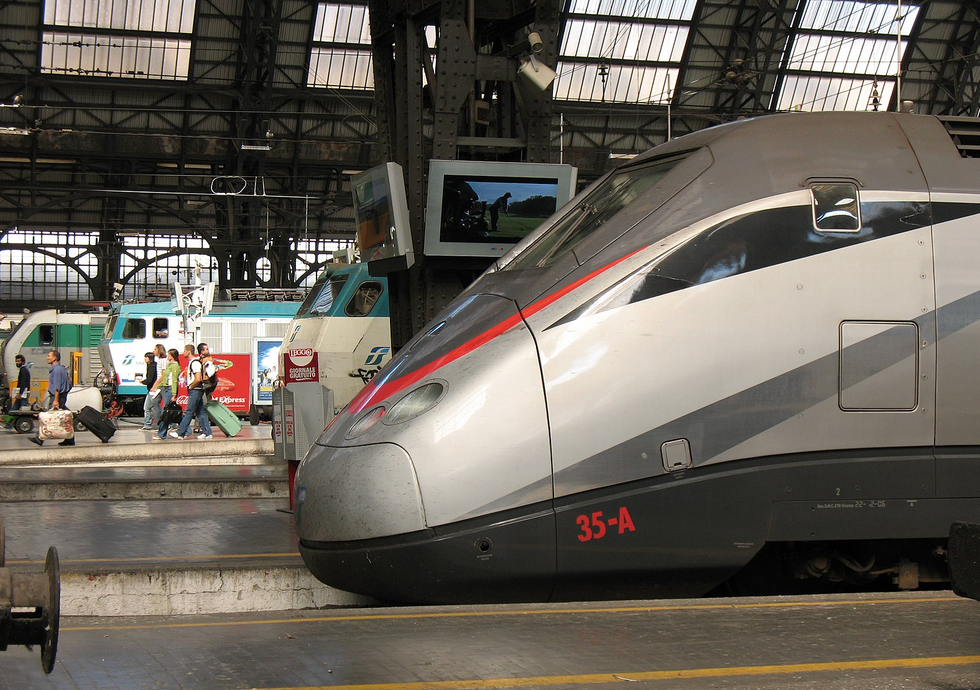 A Frecciarossa train in Milano Centrale.