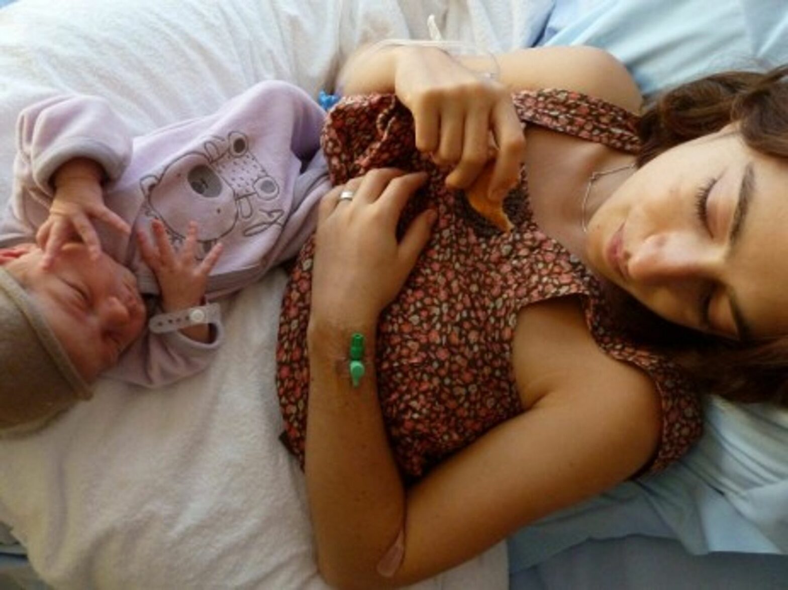 A French mother and her newborn